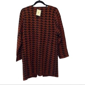 NWT ZOEY HOUNDSTOOTH OVERSIZED LONGLINE LONG SLEEVE BOHEMIAN STYLE CARDIGAN XL